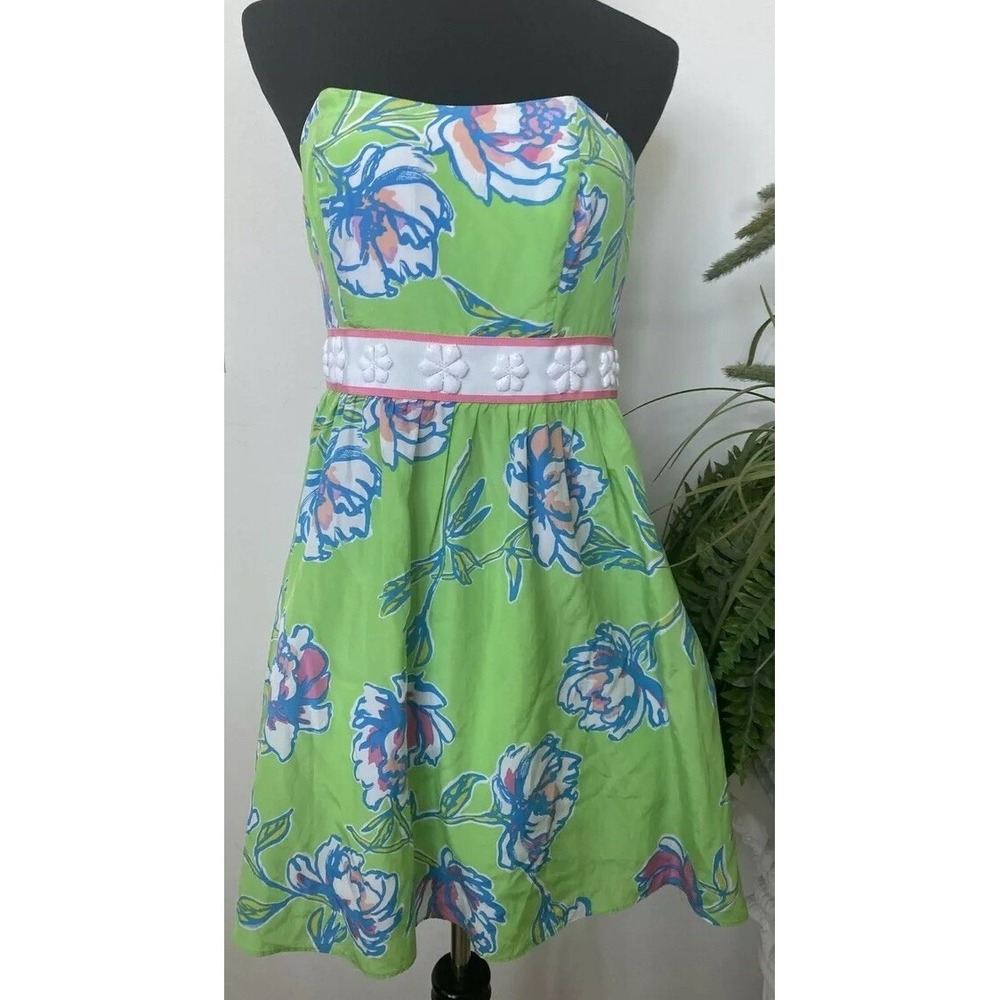 Lilly Pulitzer Langley Multi-Color Strapless Beaded Mini Dress Size 2 EUC! $258.